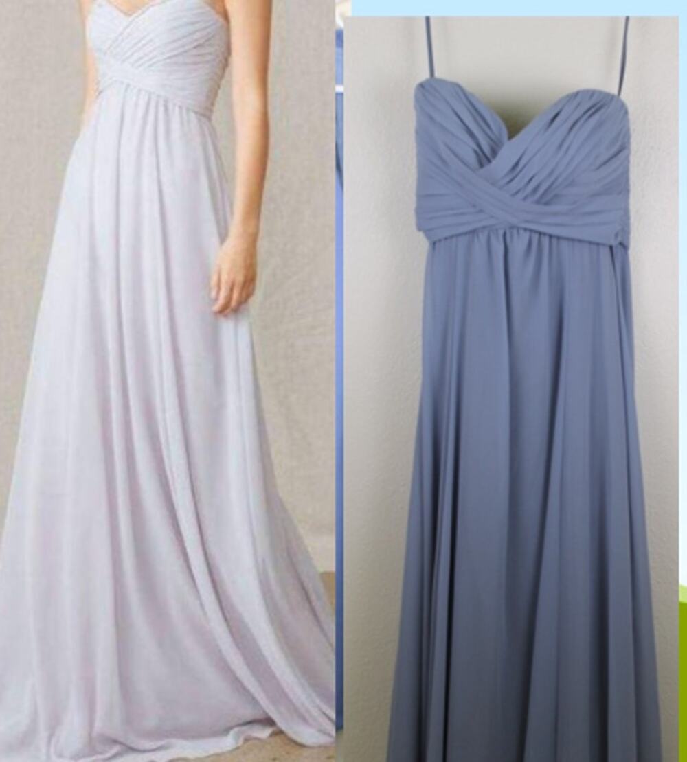Amsale Sarabeth Bridesmaid Dress Strapless Dusty Blue Sz 00 Sweetheart Neckline